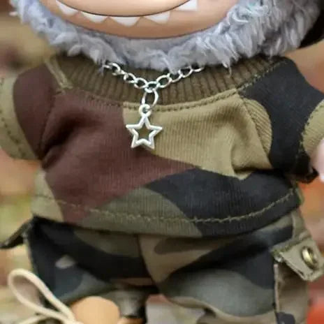 Labubu Durable 15/17cm Doll Fashion Camouflage Clothes Cute Rainforest Overalls Bodysuit Doll Dress Up Gift(clothes only)