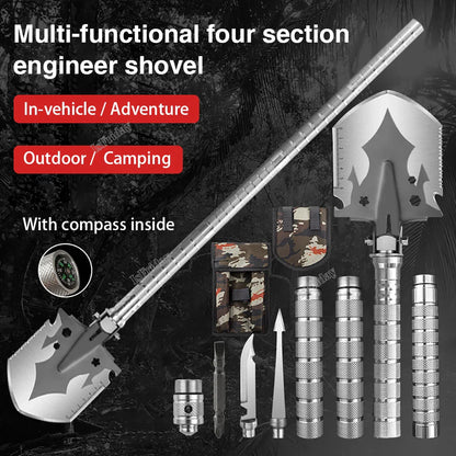 Multifunctional Outdoor Shovel 4-Section Pipe