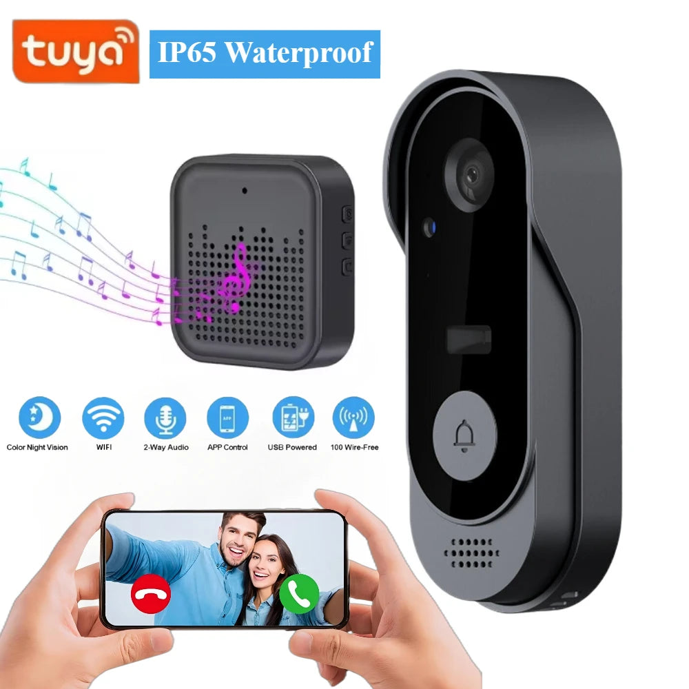 Tuya Smart Doorbell Camera Wifi Waterproof Outdoor Wireless Doorbells Intercom Video Eye Digital Door Peepholes Home Ring Bell