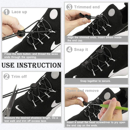 1Pair Shoelaces for Sneaker Elastic No Tie Shoe Laces