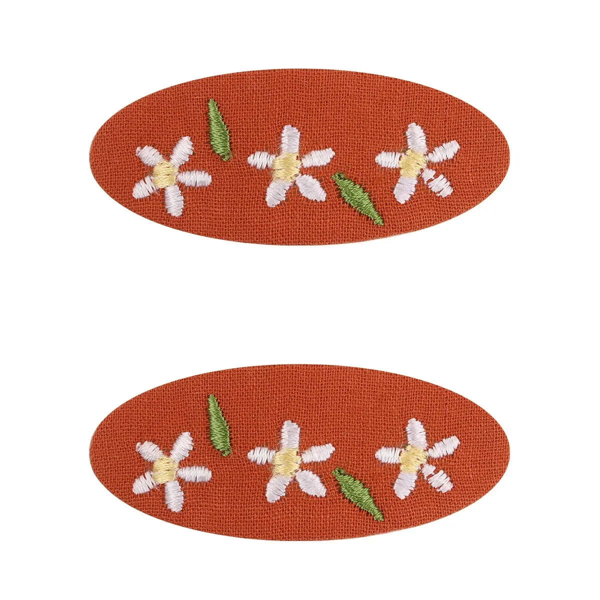 2Pcs/lot Korea Retro Hair Clips Sweet Girls Floral Fabric Oval BB Barrettes Cute Embroidery Flower Hairpin Kids Hair Accessories