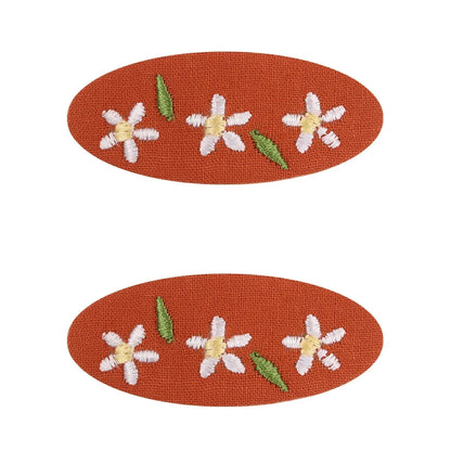 2Pcs/lot Korea Retro Hair Clips Sweet Girls Floral Fabric Oval BB Barrettes Cute Embroidery Flower Hairpin Kids Hair Accessories