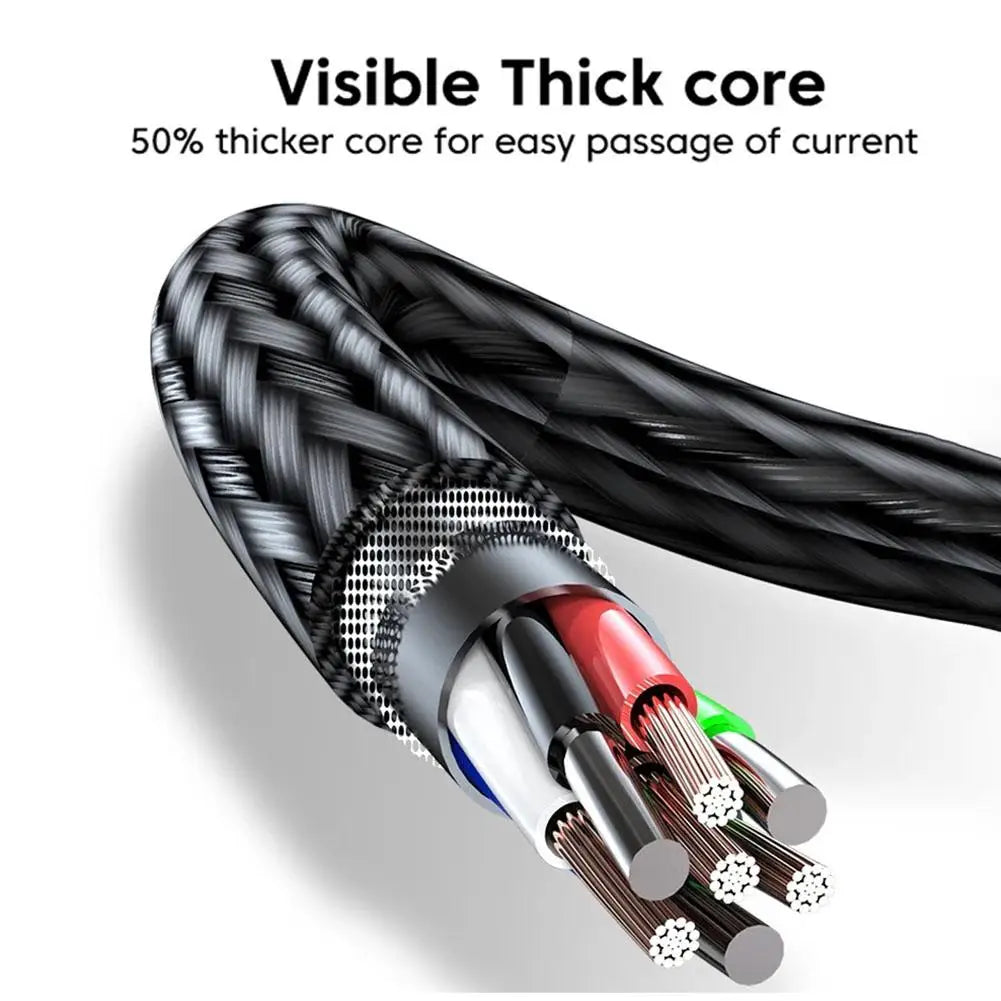 120W 3 In 1 Braided Data Cable Type C Cable Micro USB