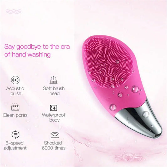 Mini Electric Facial Cleansing Brush Ultrasonic Silicone Face