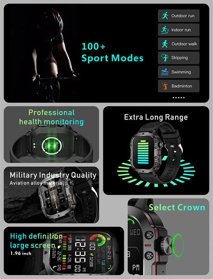 Sports Fitness Military Smart Watch