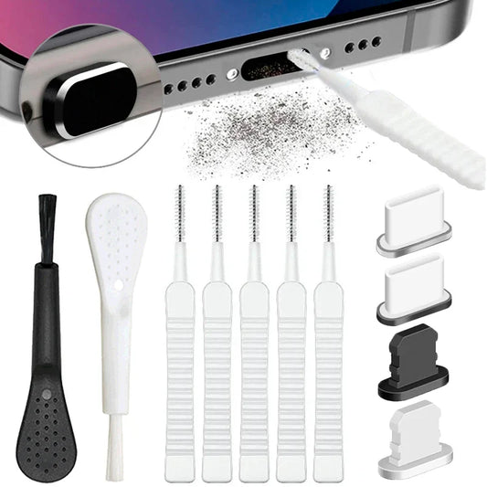 Cell Phone Charging Port Dust Plug with Cleaning Brush