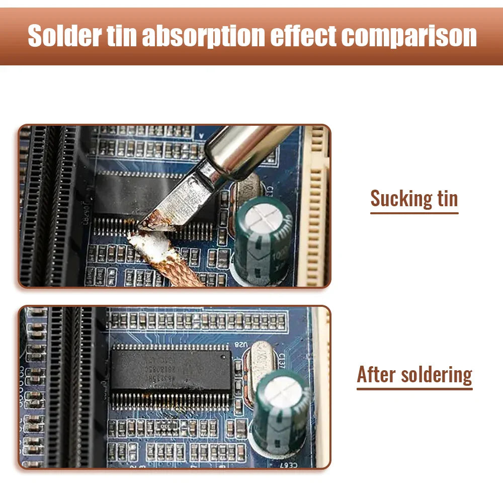 Soldering Wick with Flat Woven Copper Desoldering Braid Strip