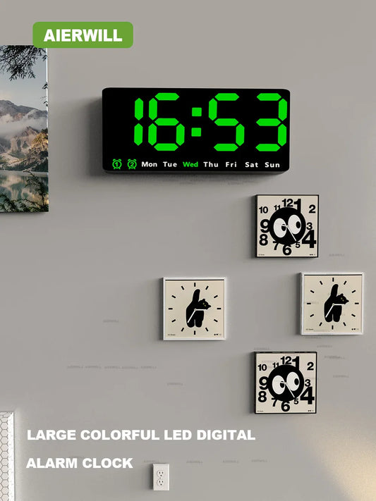 Large colorful LED digital Alarm Clock with DateTemperature