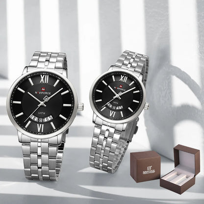 NAVIFORCE Luxury Couple Watch Fashion Stainless Steel Lover Watches..