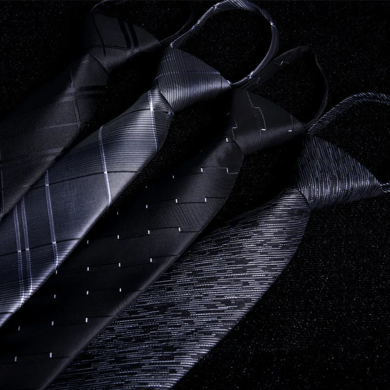 Men's Paisley Zipper Ties Skinny Neck Tie Solid