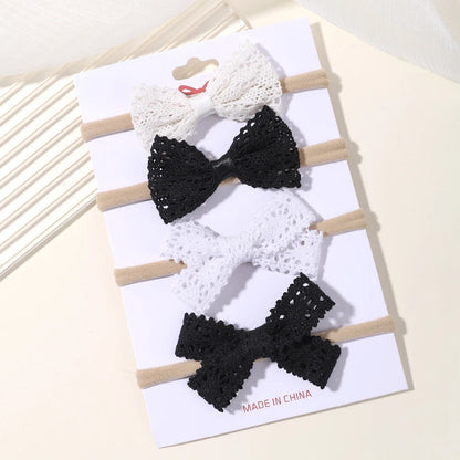 4Pcs/Set Flower Bows Headband Baby Hairband for Girl Children Elastic Hair Bands Soft Toddler Newborn Cute Hair Accessories Gift