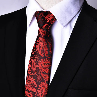 Men's Paisley Zipper Ties Skinny Neck Tie Solid