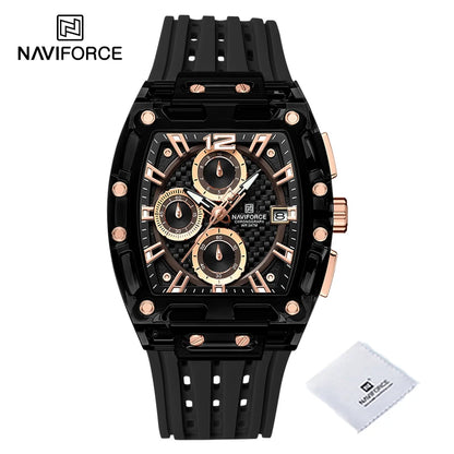 Men's Quartz Multifunction Watches Fashion Sports Chronograph 5ATM Waterproof Silicone Band Casual Man Wrist Watch
