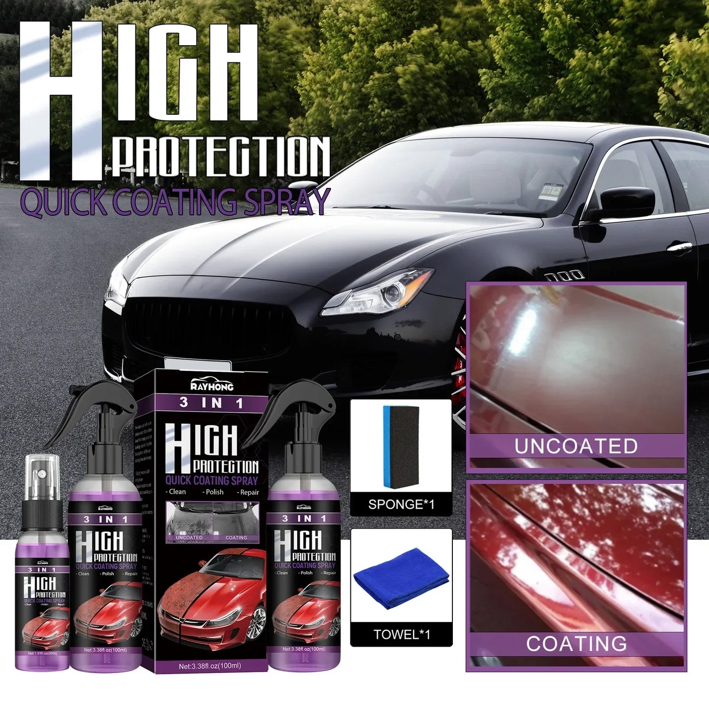 Car Wax Polish Spray Shine For Glass