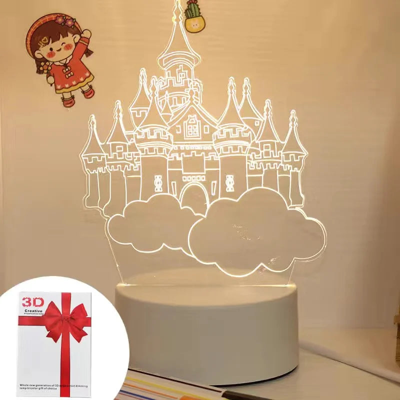 3D Eiffel Tower Ferris wheel castle Home Decoration USB Night light Girlfriend Birthday Gift Valentine's Day Christmas Ornament