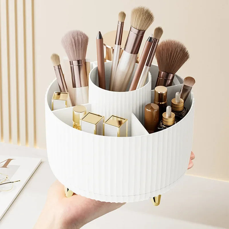 1pcs 360 Rotating Makeup Brush Holder Desktop Cosmetic Organizer Rotating Desktop Storage Box Portable Lipstick Eyeliner Holder