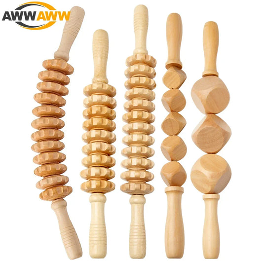 Wood Curved Massage Roller Stick