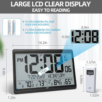 Clock/Never Needs Setting, Battery Operated, Atomic Wall Clock with Indoor/Outdoor