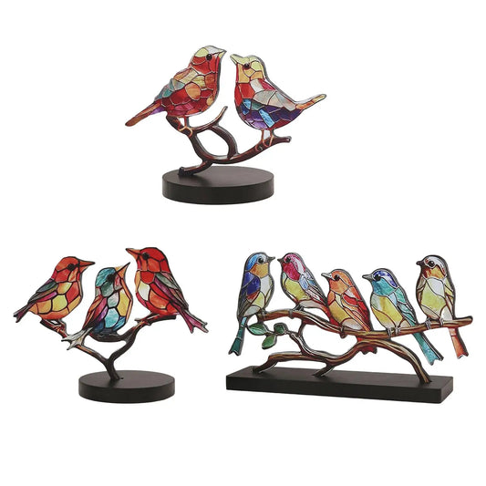 Birds on Branch Desktop Ornament Decorative Figurine for Office Entrance