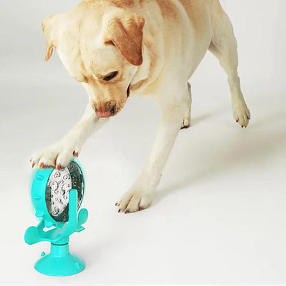 Dog Puzzle Toys Interactive Cat Slow Feeder Windmill Treat Dispensing Dog Toys with Powerful Suction Cup Cat Dog Treat Toy