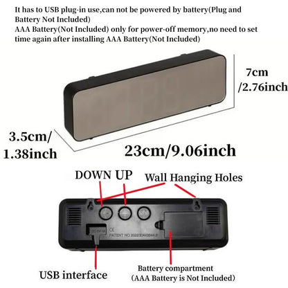 9 Inch Large Digital Wall Clock Temperature Humidity Night Mode Snooze clock