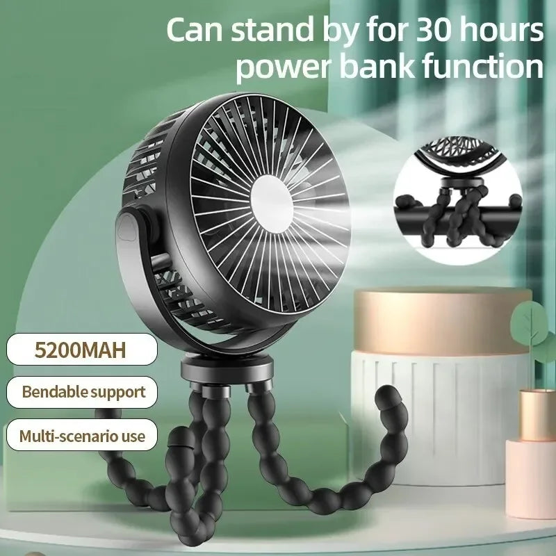 New 5200 mah multi-functional stroller Mini fan Portable