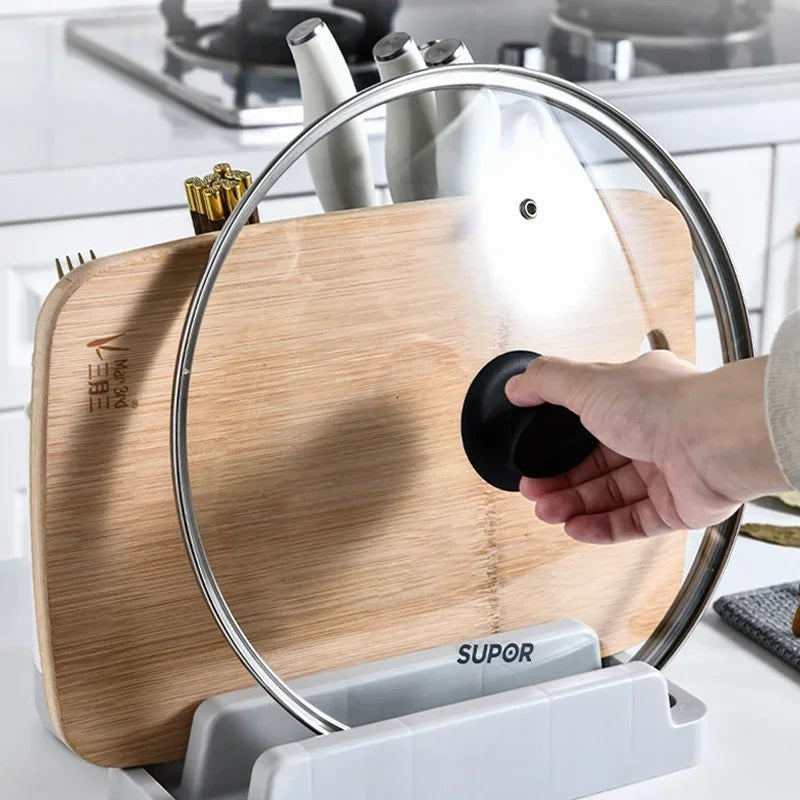 Pot Cover Cutting Board Holder Knife Storage Box Cutlery Box Knife Stand Cutlery Multi Function Scissor Holder Kitchen Organizer