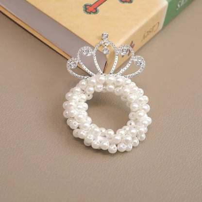 1PCS New Fashion Pearl Crown Princess Cute Kids Elastic Children Ties Girls Hair Accessories Baby Headwear