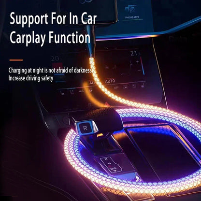 3 In 1 RGB Light Type C Cable USB Lighting Cable Fast Charging