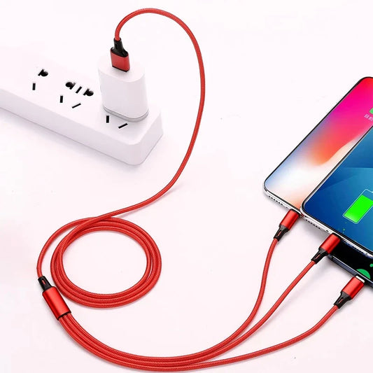 3 In 1 Micro USB Type C Charger Cable Multi Usb Port