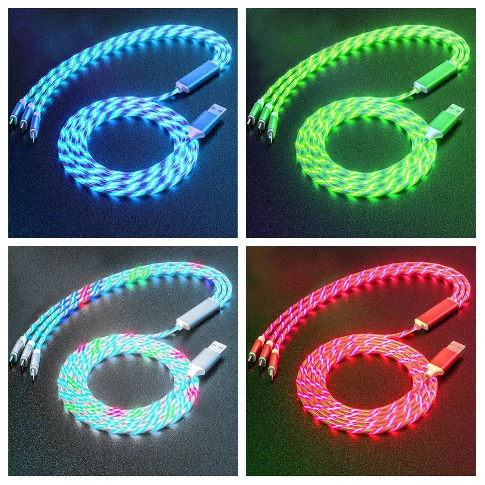 NNBILI Glowing LED Light USB 3 IN 1 cable