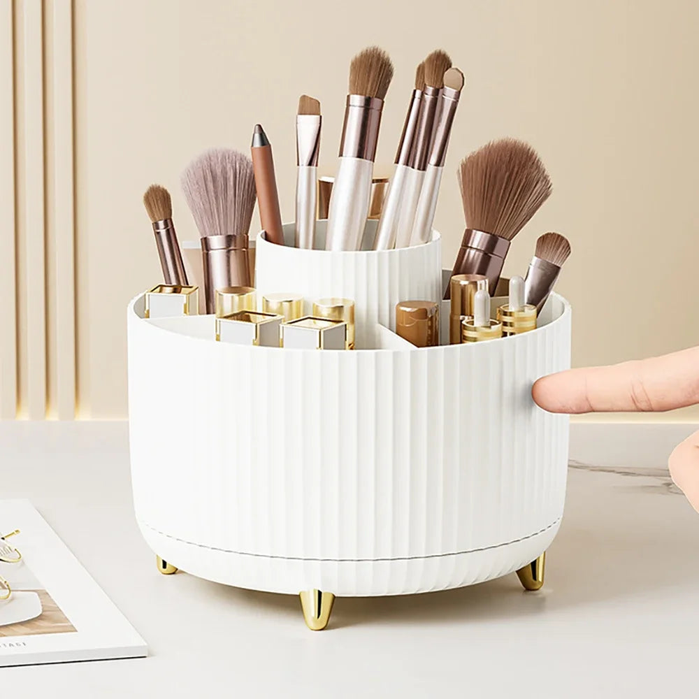 1pcs 360 Rotating Makeup Brush Holder Desktop Cosmetic Organizer Rotating Desktop Storage Box Portable Lipstick Eyeliner Holder
