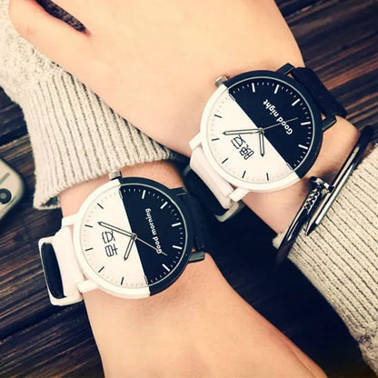 Lovers Watch Intimate Regards Good Morning Good Night Dial Leather Quartz Watch