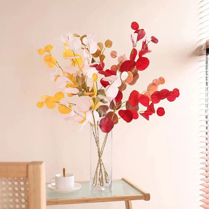 Artificial Plants Long Pole Eucalyptus Leaves Plants Money Leaf Wall Decor Wedding Shooting Prop Home Room Vases Table Diy Decor