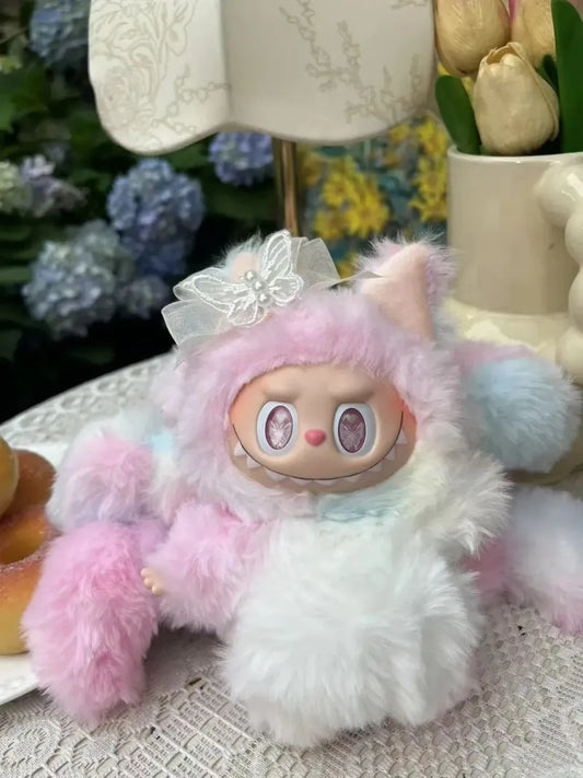 High Quality Diy Doll Labubu Nine Tailed Fox Macaron Colorful Tail Blind Box High Beauty Vinyl Dolls Ornament Pendant Girls Gift
