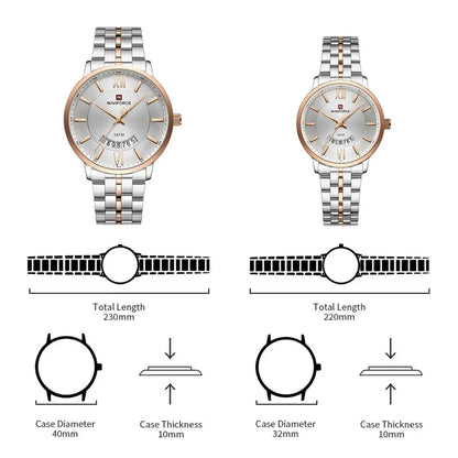 NAVIFORCE Luxury Couple Watch Fashion Stainless Steel Lover Watches..