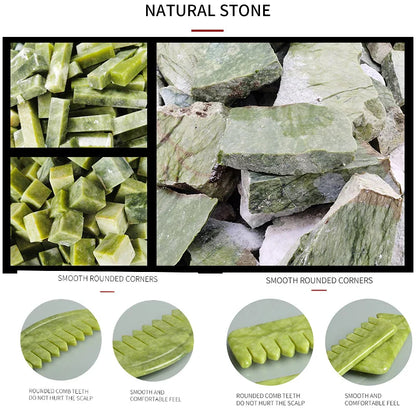 Nature Jade Massage Comb Gua Sha Board Spa Acupuncture Head Care