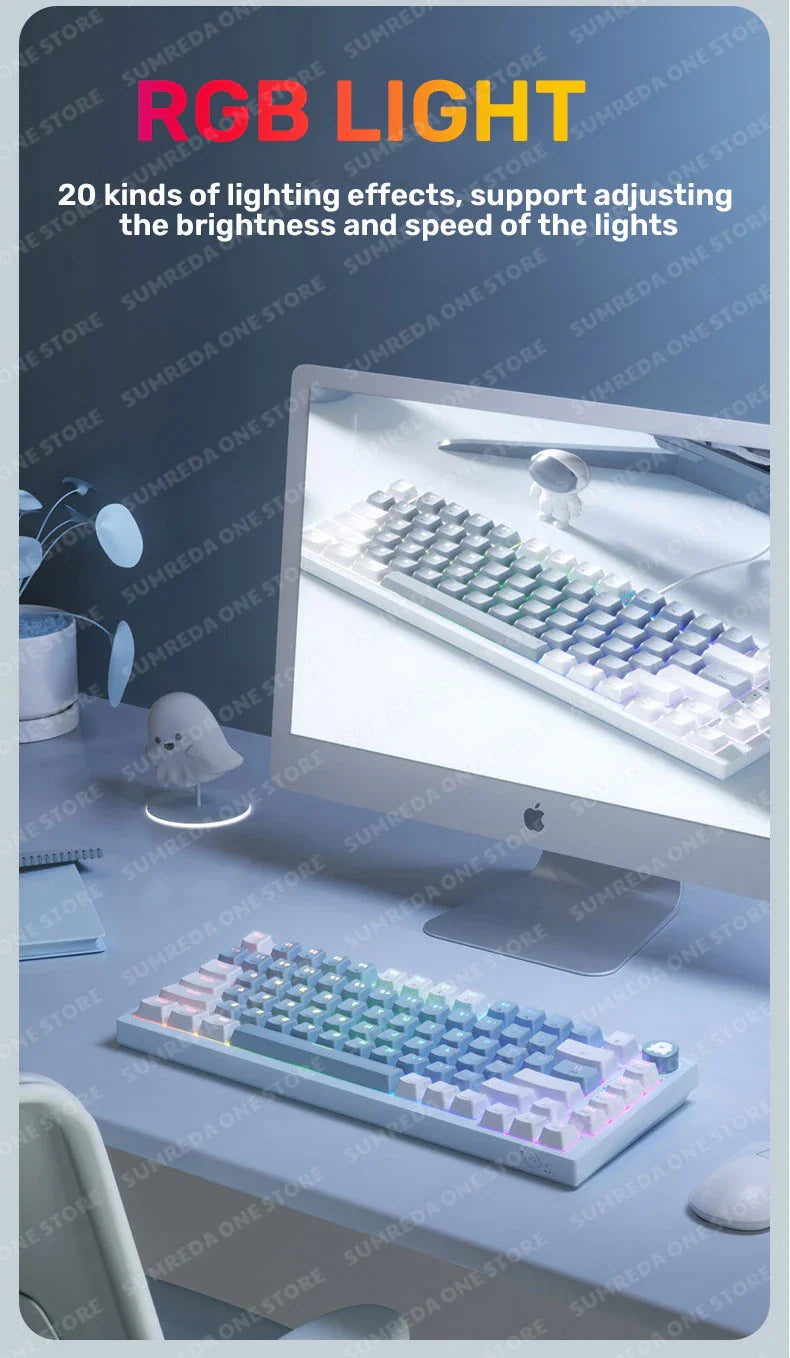 SK82 2.4G Wireless Bluetooth Wired Three-mode Mechanical Keyboard RGB