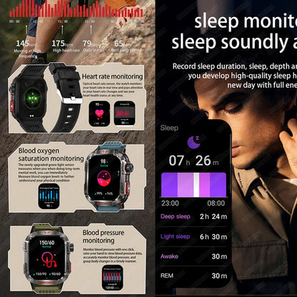 2024 New Military Outdoor Sport Smart Watch Men's 600 mAh Battery Waterproof GPS Track Call For Xiaomi Health Fitness Smartwatch