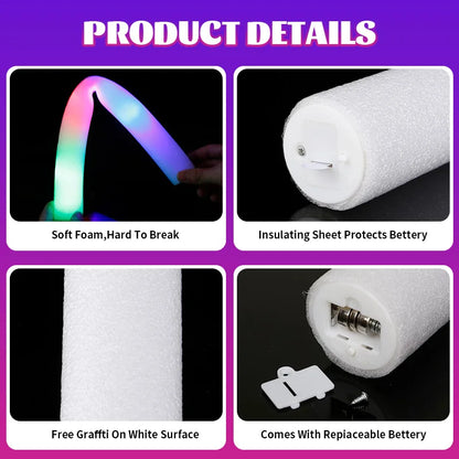 15/30Pcs LED Glow Sticks Bulk Colorful RGB Glow Foam Stick