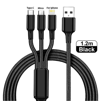 3 In 1 For iphone 14 Xiaomi Huawei Mate 40 USB Type C Cable