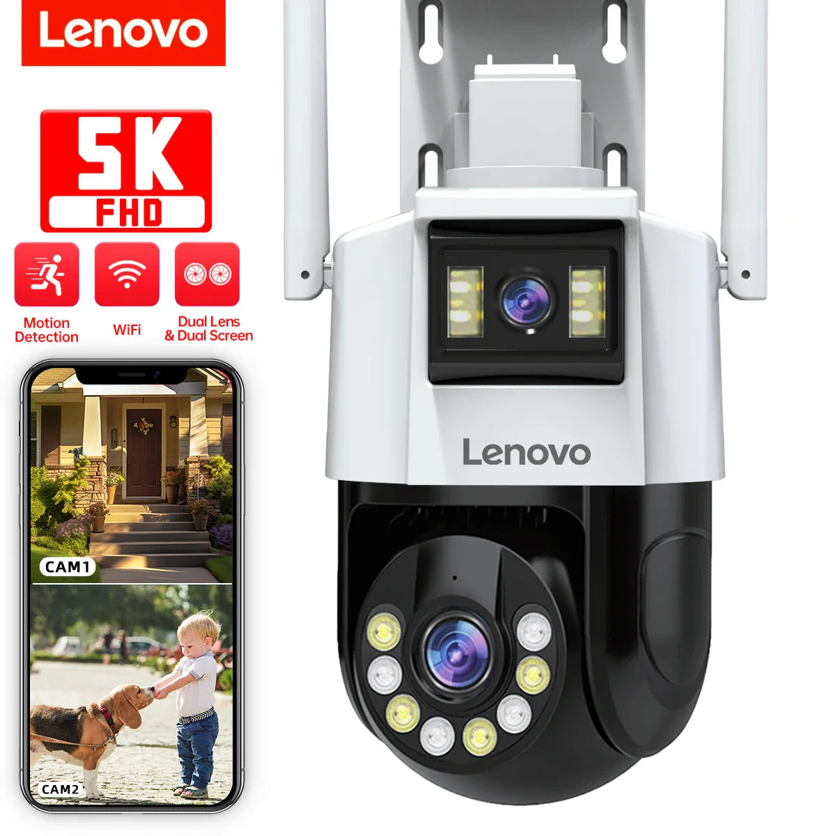 Lenovo 3MP 5MP PTZ WIFI IP Camera Audio CCTV