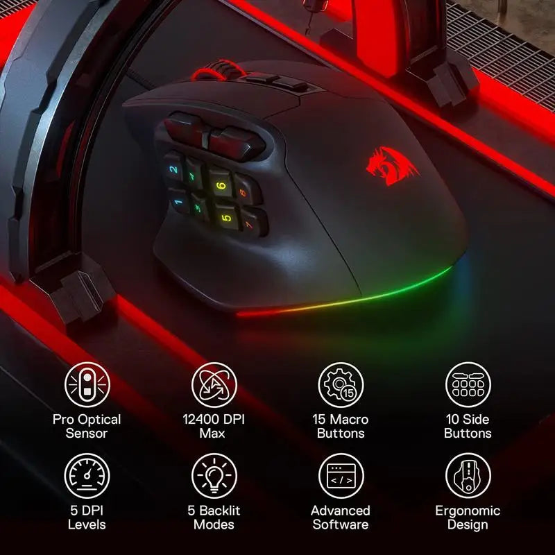 Redragon M811 Aatrox MMO Gaming Mouse