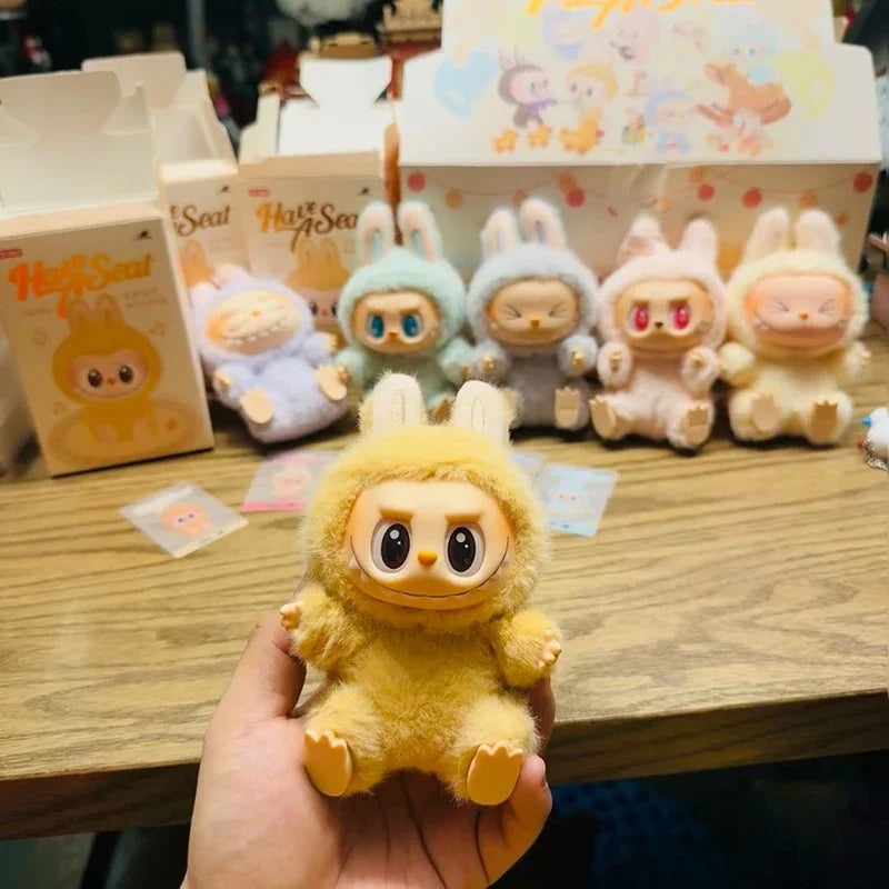 POPMART LABUBU macaroon 2nd generation sitting party vinyl plush doll surprise blind box pendant ornaments surprise gift