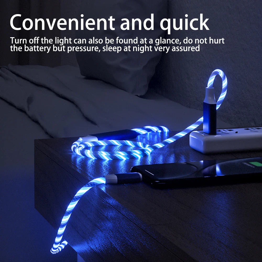 1.2M 3 IN 1 LED Glowing Phone Charger Cable