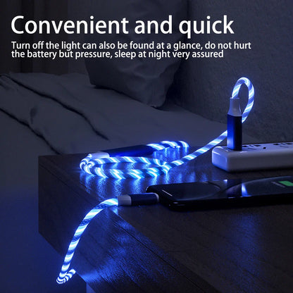 1.2M 3 IN 1 LED Glowing Phone Charger Cable