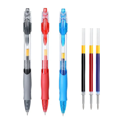 3/30pcs Retractable Gel Pens Set Black/Red/Blue Ink