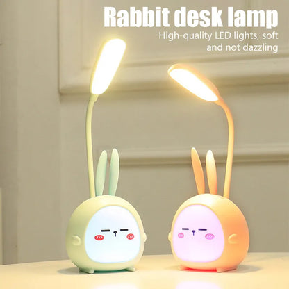 0407BA Cute Cartoon LED Desk Lamp USB Recharge Eye Protective Colorful Night Light For Student Study Reading Book Bedroom Bedside Lamp