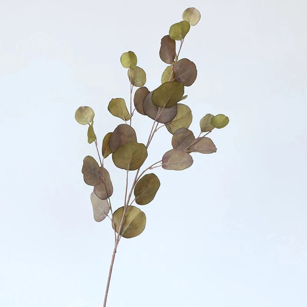 Artificial Plants Long Pole Eucalyptus Leaves Plants Money Leaf Wall Decor Wedding Shooting Prop Home Room Vases Table Diy Decor