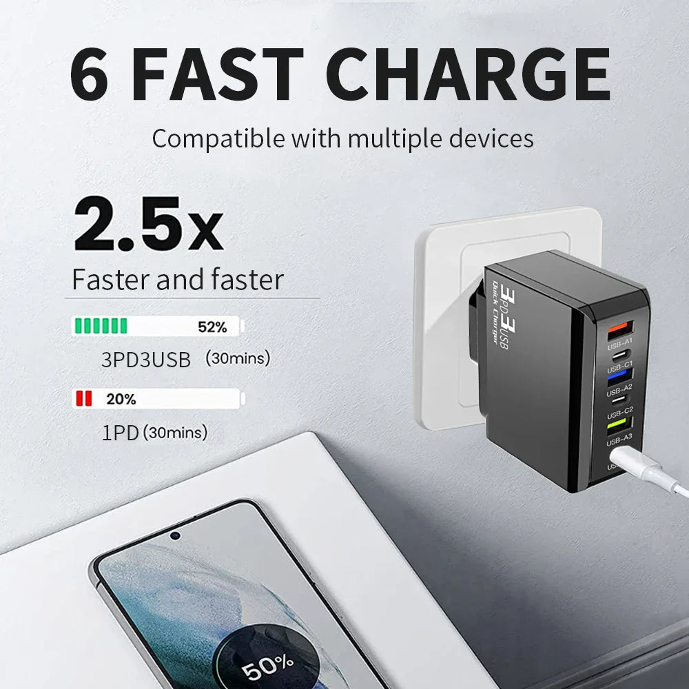 6 Ports Fast Charging Phone Charger Adapter